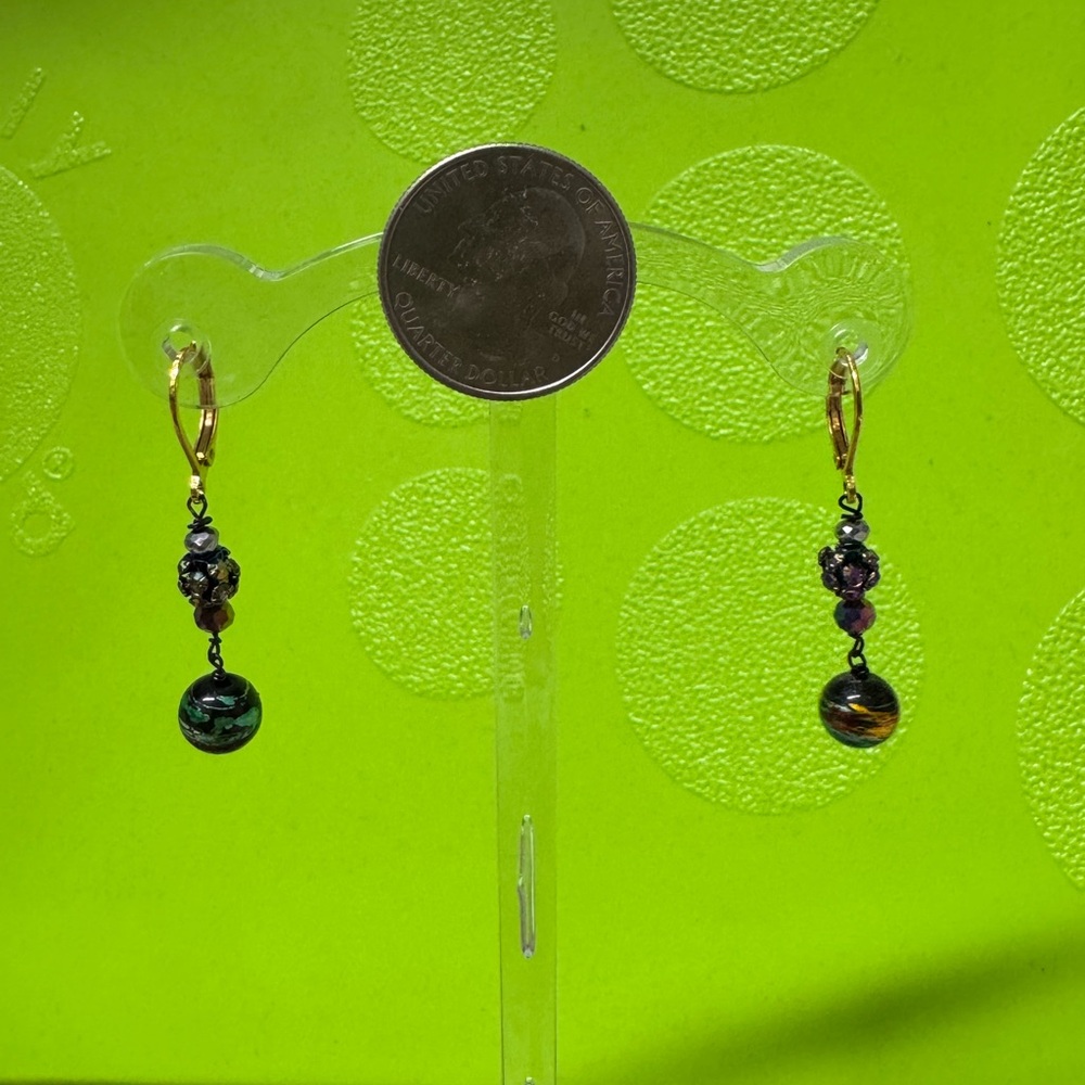 Elegant Gold and Black Drop Earrings